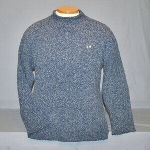 Vintage Ocean Pacific Sweater Size XL Blue & White Knit Roll Neck Pullover